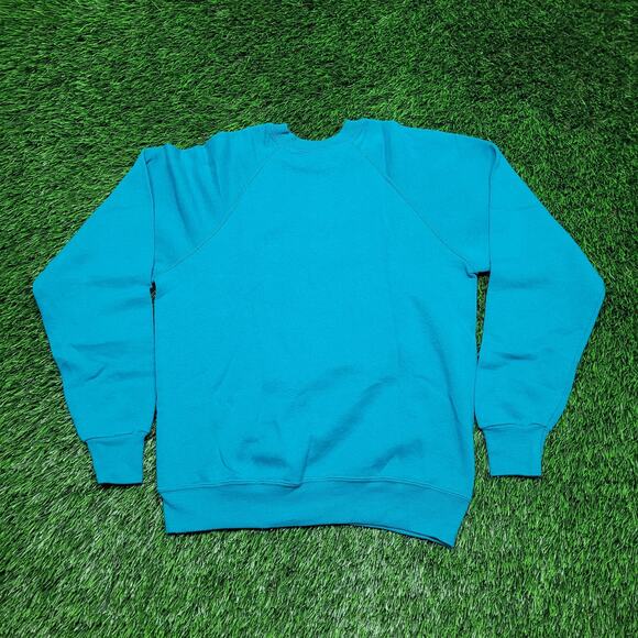 VTG 90s Lee Blank Crewneck Sweatshirt Mens Small USA Made Teal - Picture 2 of 8